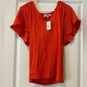 NWT LOFT Orange Flowing Sleeve Blouse
